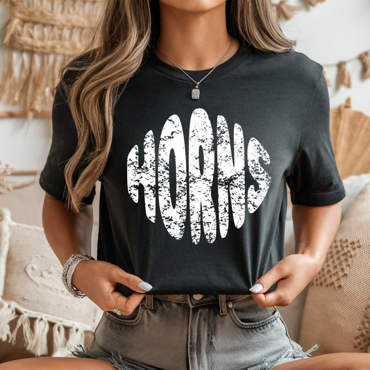 Horns Distressed Circle PNG